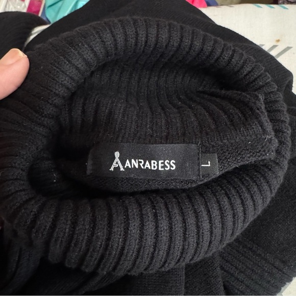 Anrabess Women’s Black Oversized Seam Front Turtleneck Pullover - Picture 5 of 6